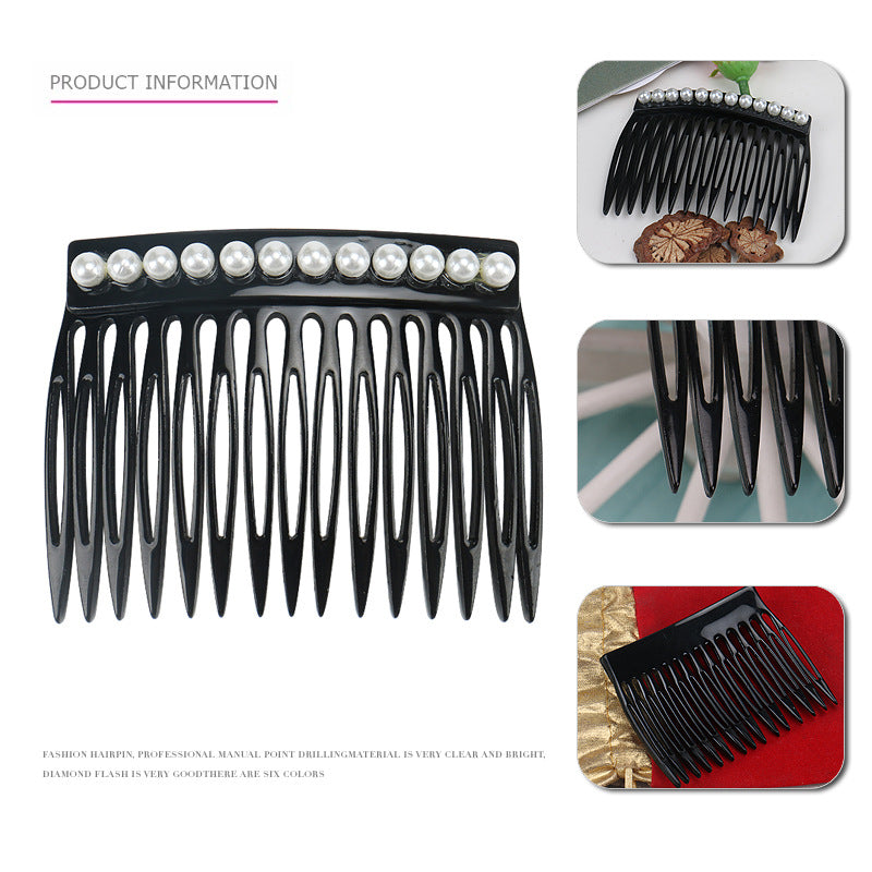 Alexandria the same snow bean hair comb, exquisite acetic acid disc hair comb, hollow tines insert comb inlaid with pearls