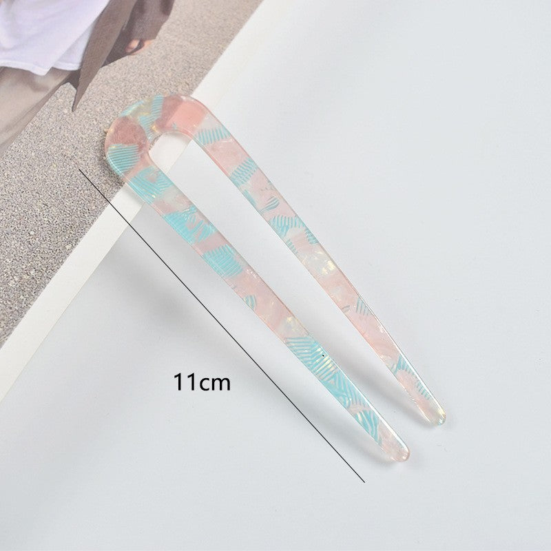 New hair accessories women's simple disc hair temperament acrylic acetate plate hairpin back head ball head U-shaped hairpin