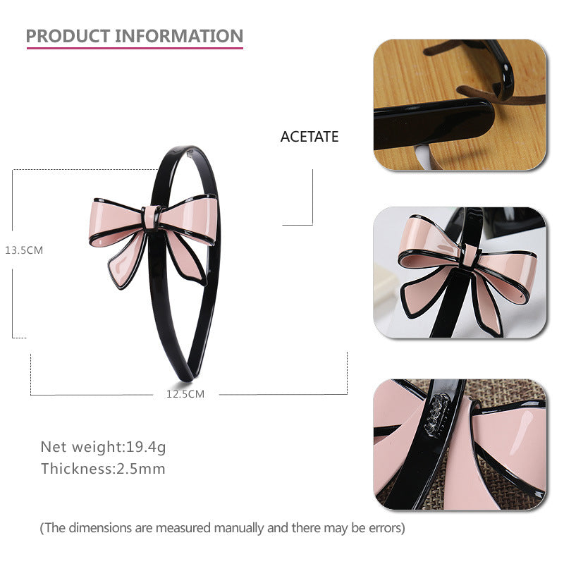Bow headband, solid color acetic acid high-sense disc hair pressure hair headband hair accessories