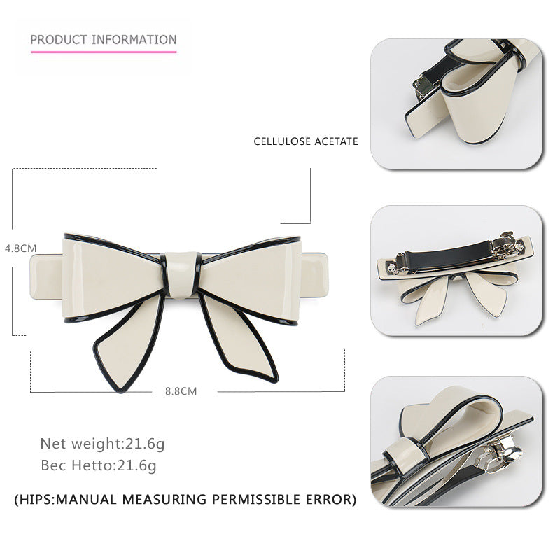 French niche acetate bow spring clip hairpin