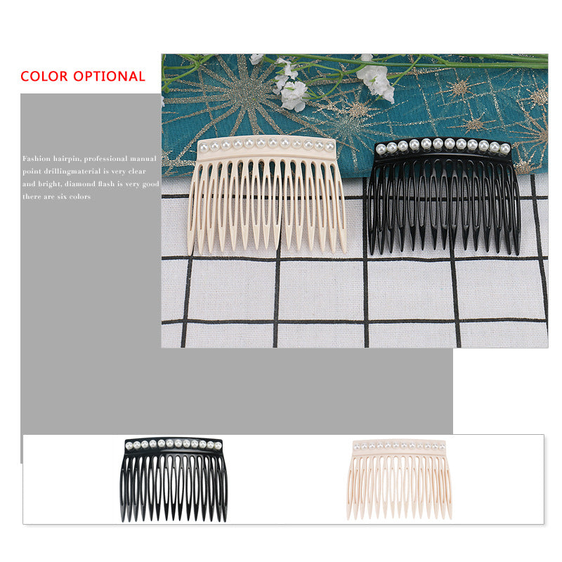 Alexandria the same snow bean hair comb, exquisite acetic acid disc hair comb, hollow tines insert comb inlaid with pearls