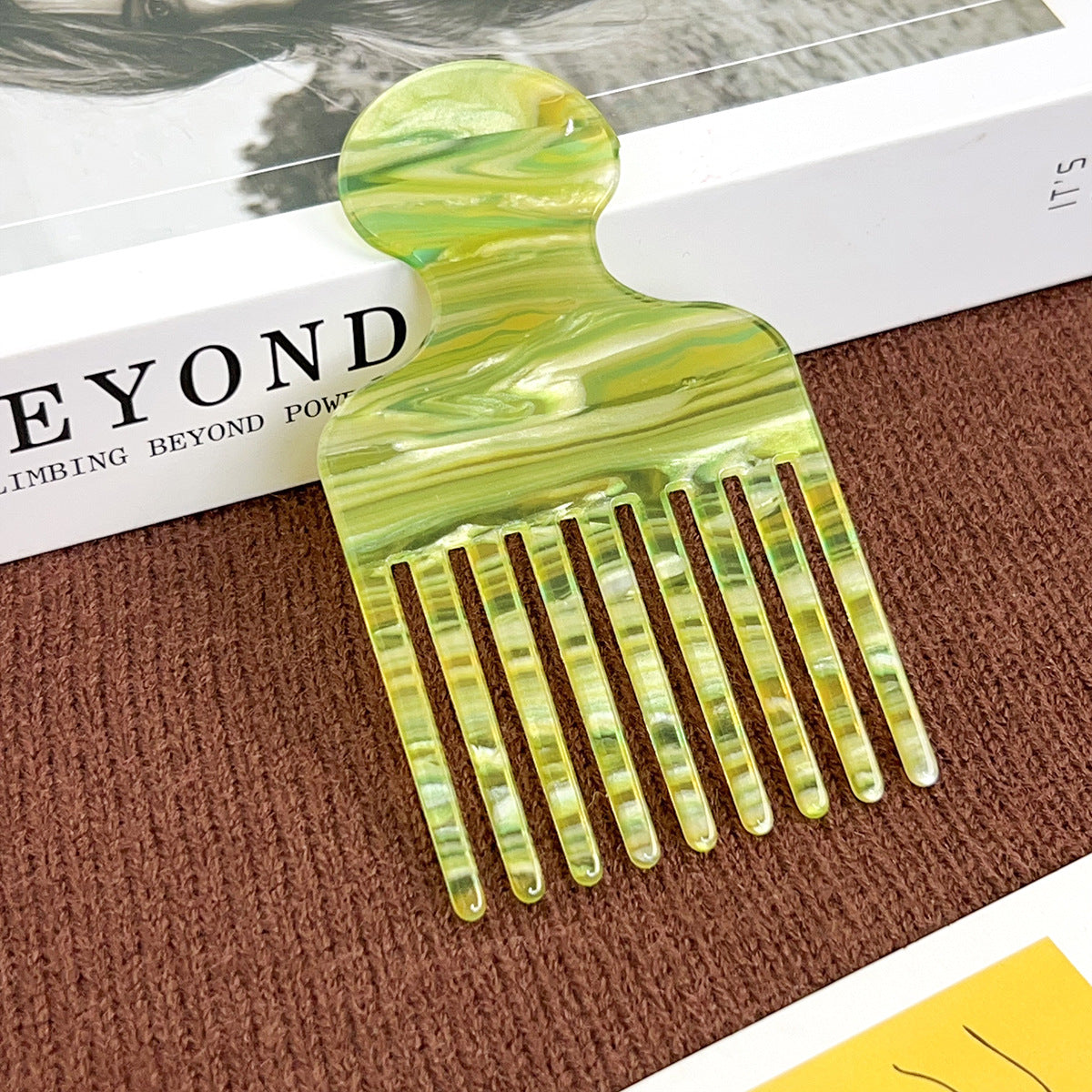 European and American acetic acid hair comb fine teeth hair comb fashion marble pattern plate anti-static women's hair comb high sense cross-border