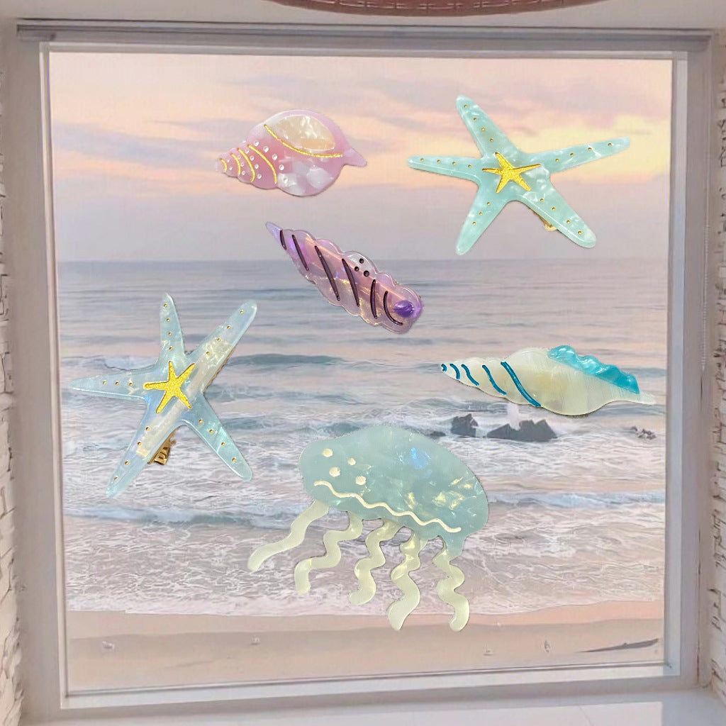 ocean series jellyfish starfish hair clip