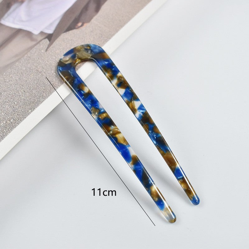 New hair accessories women's simple disc hair temperament acrylic acetate plate hairpin back head ball head U-shaped hairpin