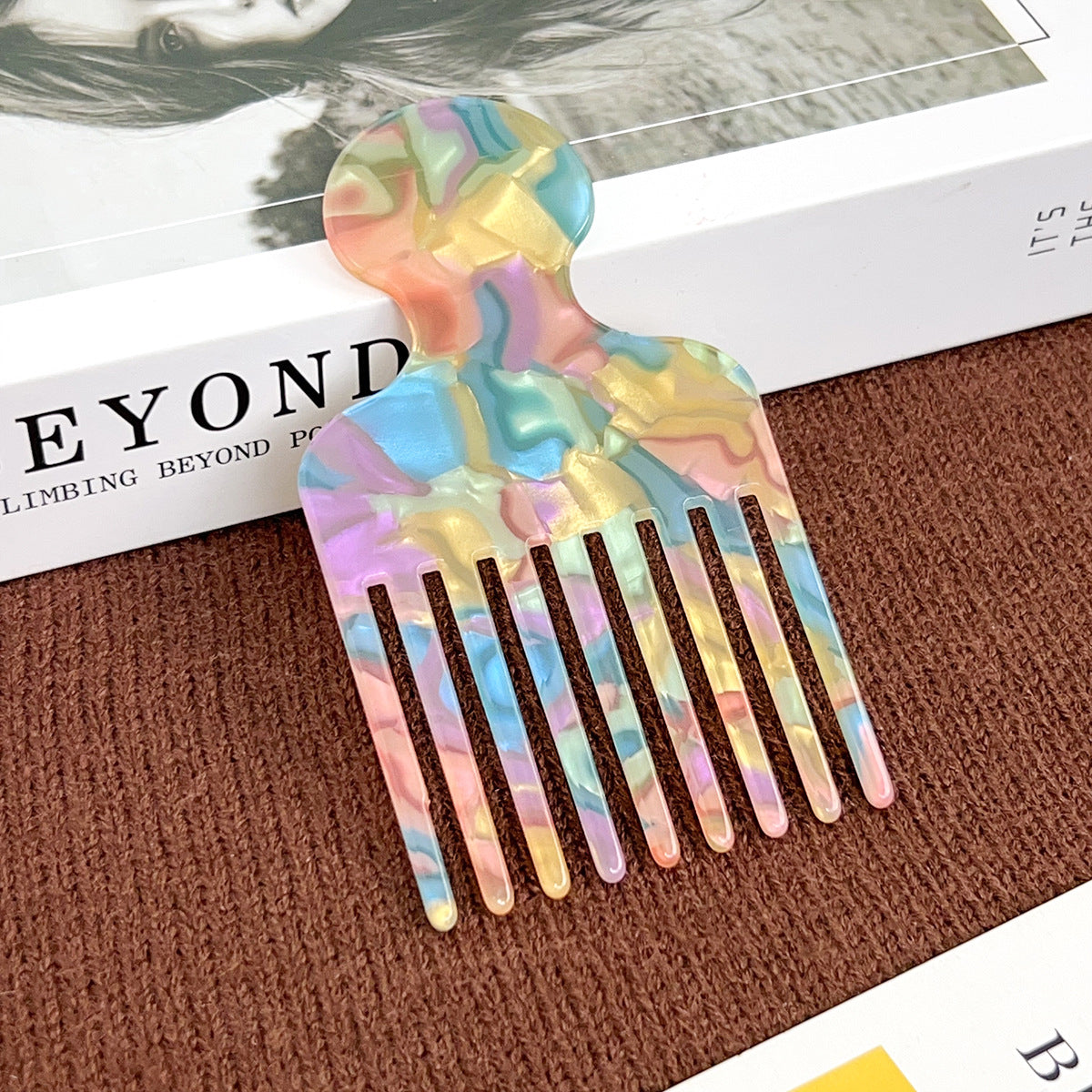 European and American acetic acid hair comb fine teeth hair comb fashion marble pattern plate anti-static women's hair comb high sense cross-border