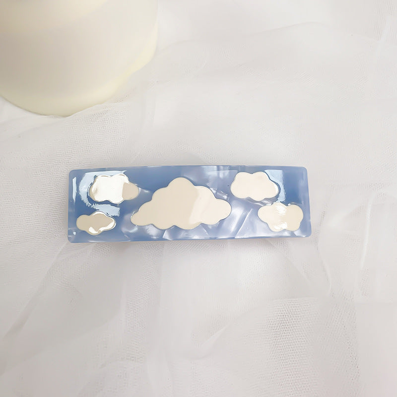 blue sky white cloud spring hair clip