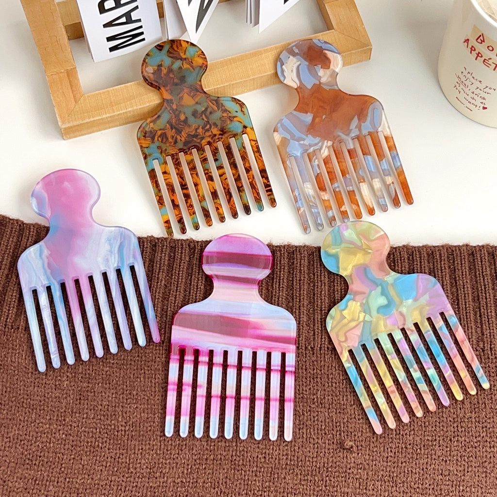European and American acetic acid hair comb fine teeth hair comb fashion marble pattern plate anti-static women's hair comb high sense cross-border