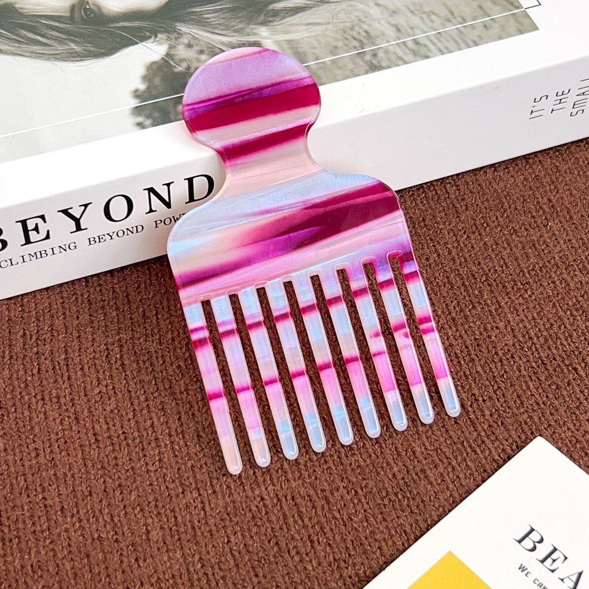European and American acetic acid hair comb fine teeth hair comb fashion marble pattern plate anti-static women's hair comb high sense cross-border