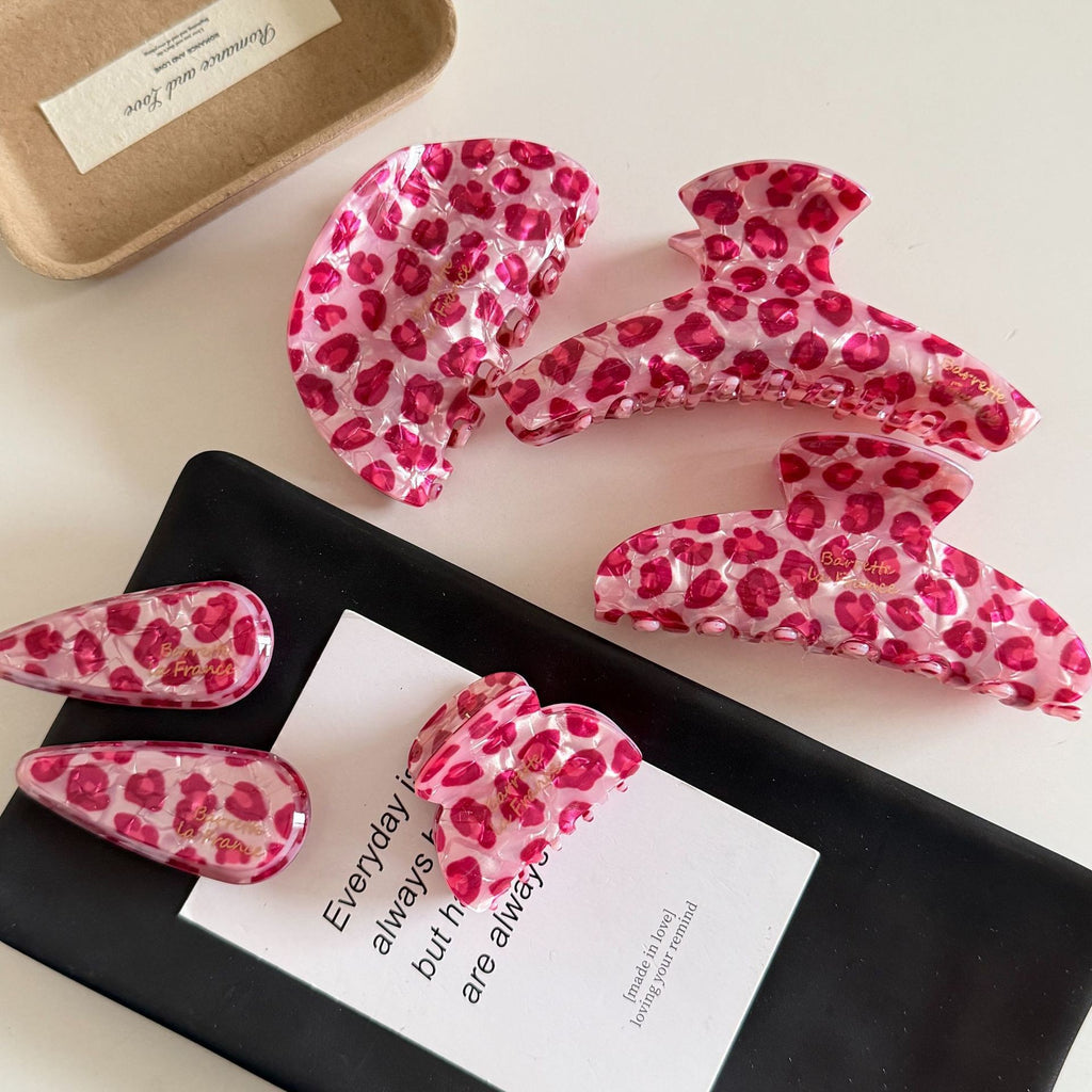 pink leopard hair claw