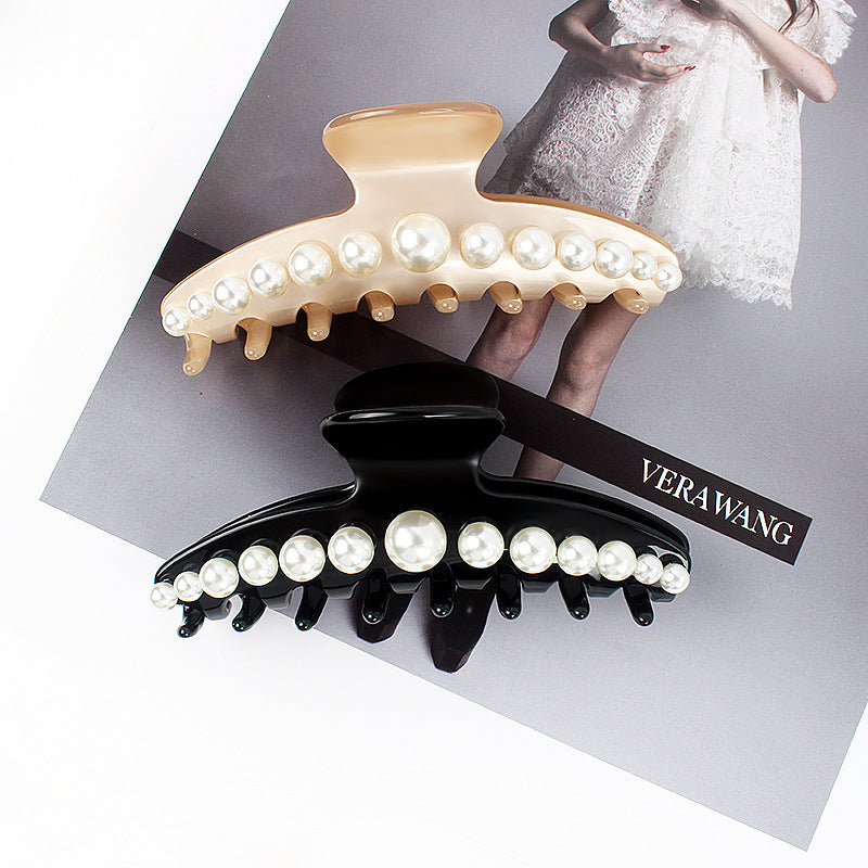 Alexander, the same Yuehua large pearl shark clip 10.8cm acetic acid full tie back head grab clip hairpin