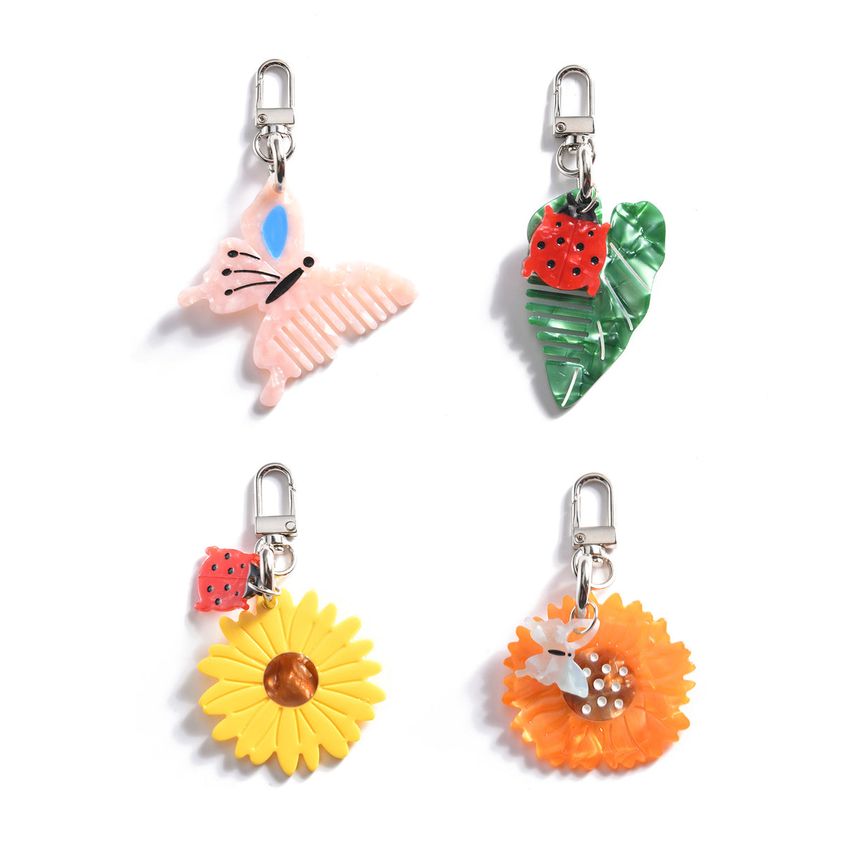 Cute colored butterfly comb keychain