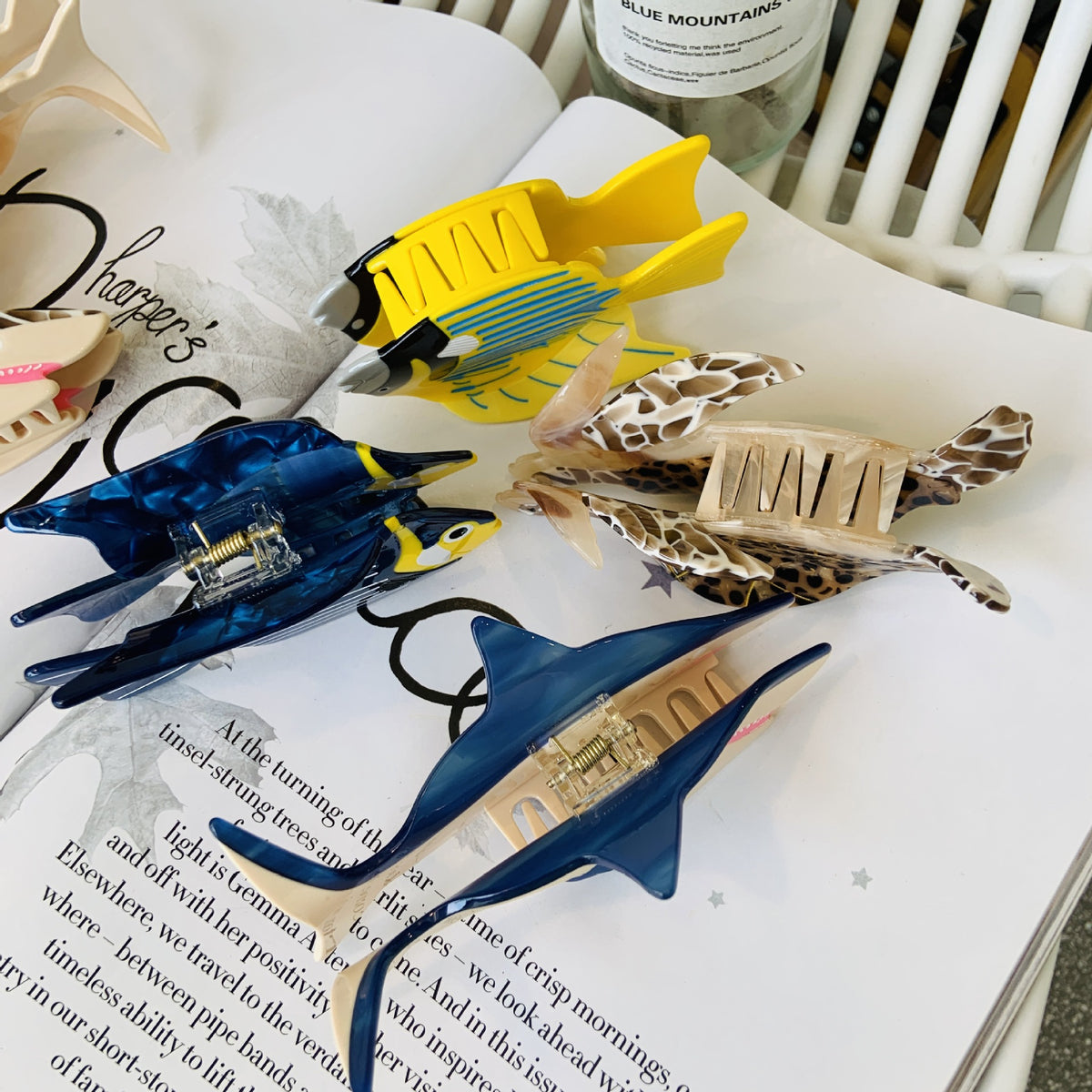 ocean series hair claw clips - unique animal designs (penguin, shark)