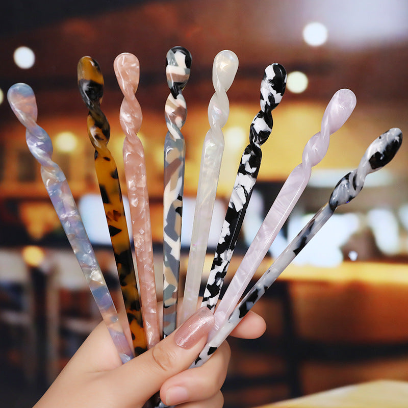 Simple twisted hair accessories Back head disc hairpin Acrylic acetate sheet hairpin Antique hairpin Fashion headgear