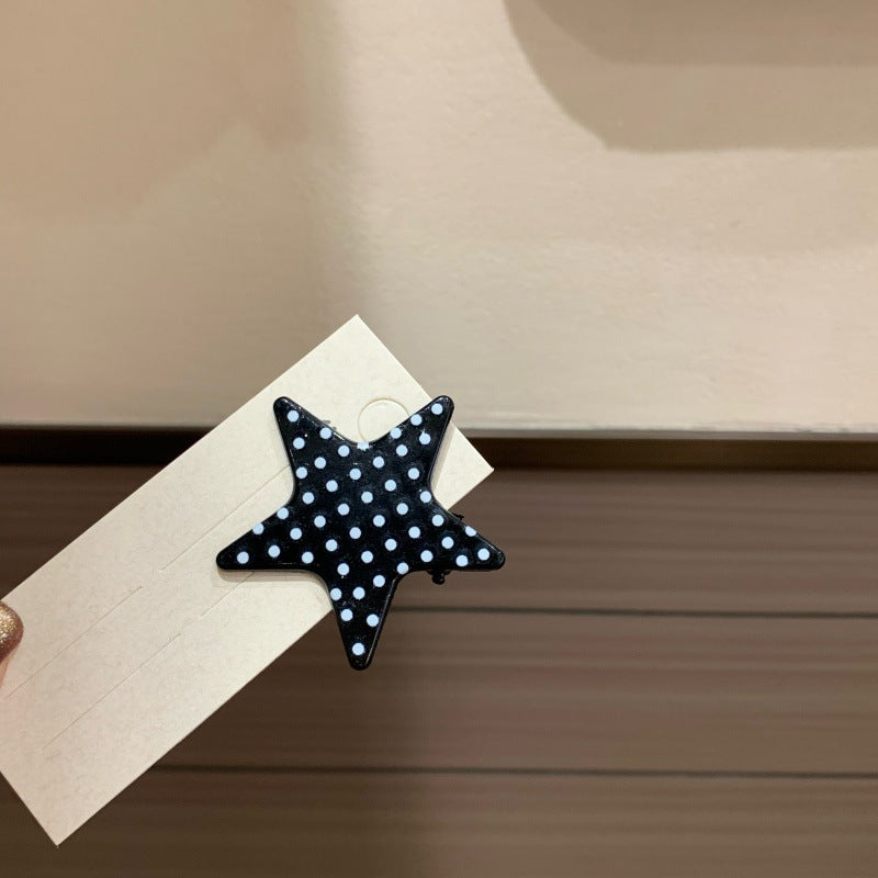 polka dot five-pointed star hair claw