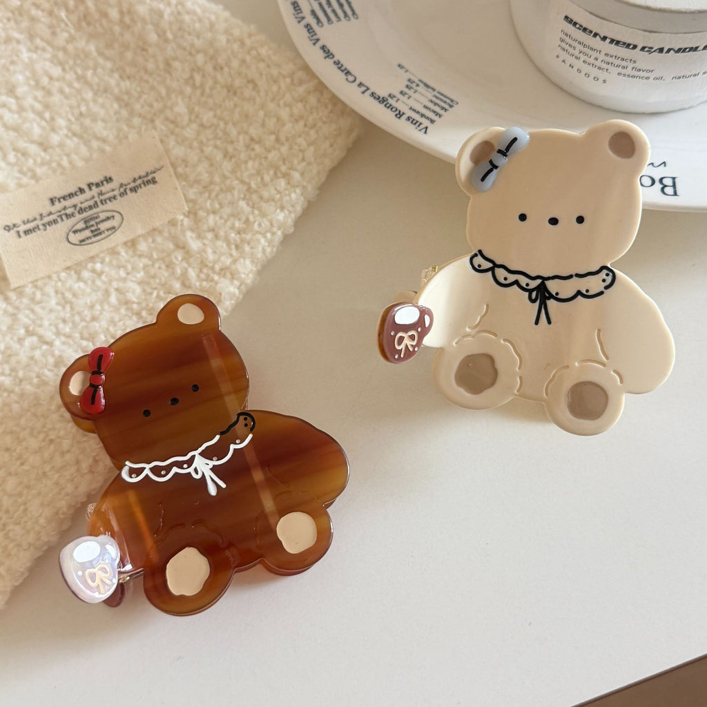 Cream cartoon bow tie bear hair claw