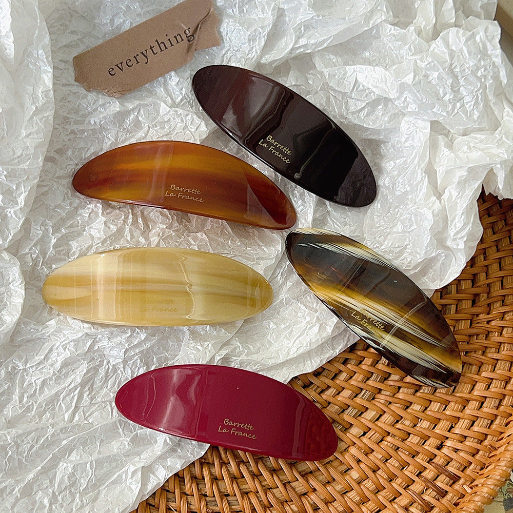 Korean-style acetate spring clip oval-shaped fringe hair claw