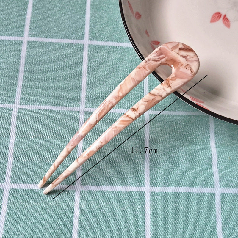 New hair accessories women's simple disc hair temperament acrylic acetate plate hairpin back head ball head U-shaped hairpin