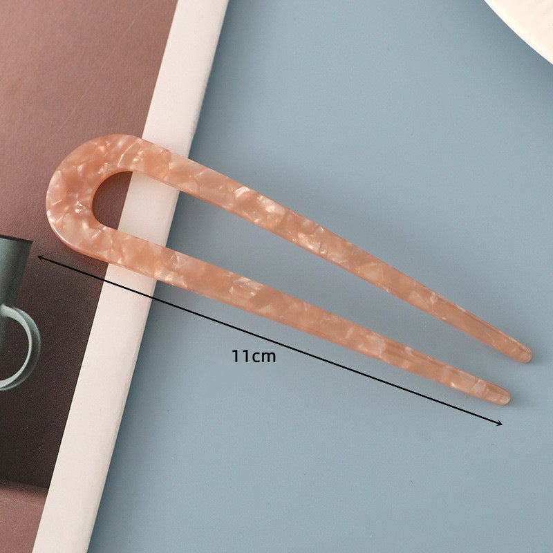 New hair accessories women's simple disc hair temperament acrylic acetate plate hairpin back head ball head U-shaped hairpin
