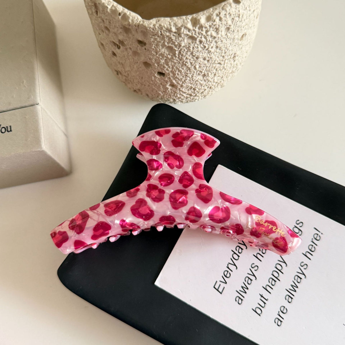 pink leopard hair claw