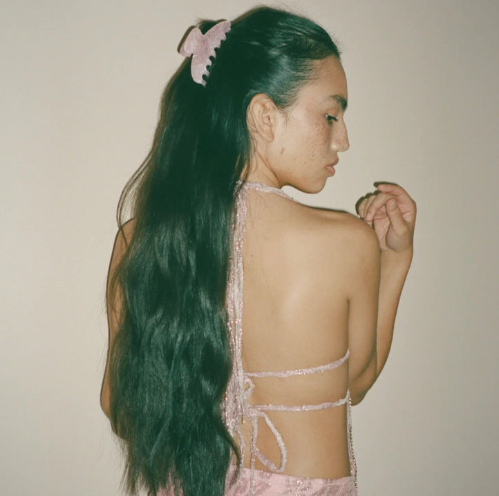 girl sweet pink fresh simple hair claw