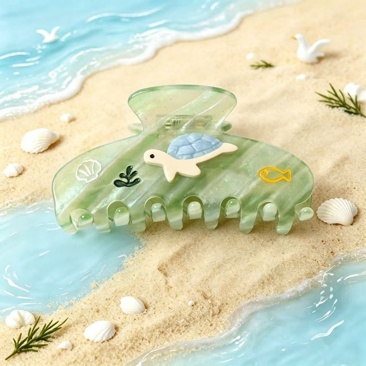 embossed marine world hair claw