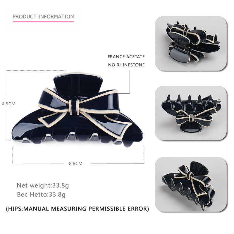 premium acetic acid double-sided bow hair claw