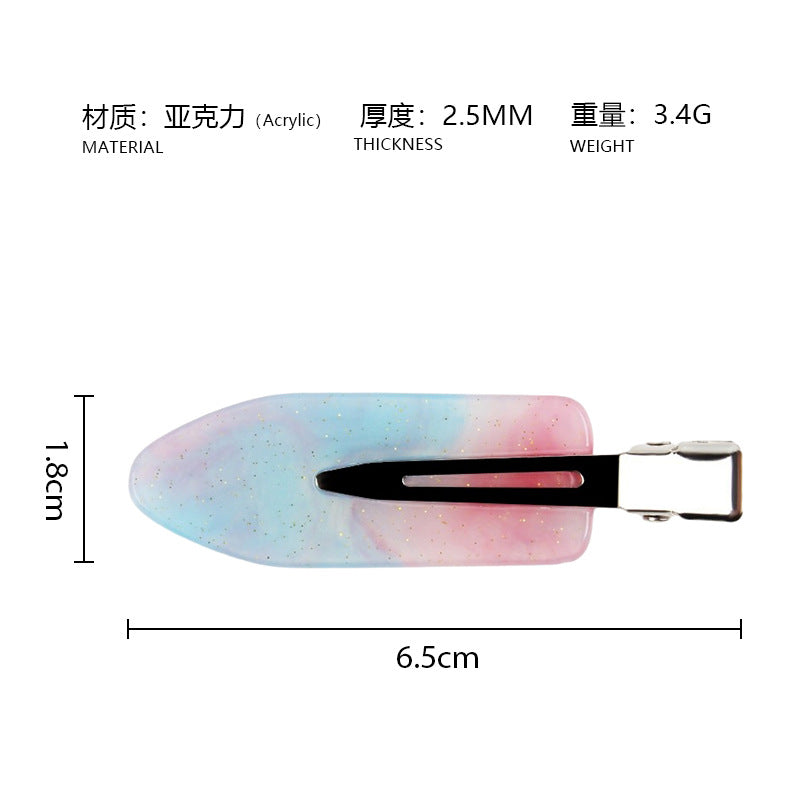 Summer explosion color seamless clip ins wind sweet and cute hairpin side duck bill clip acrylic bangs hairpin