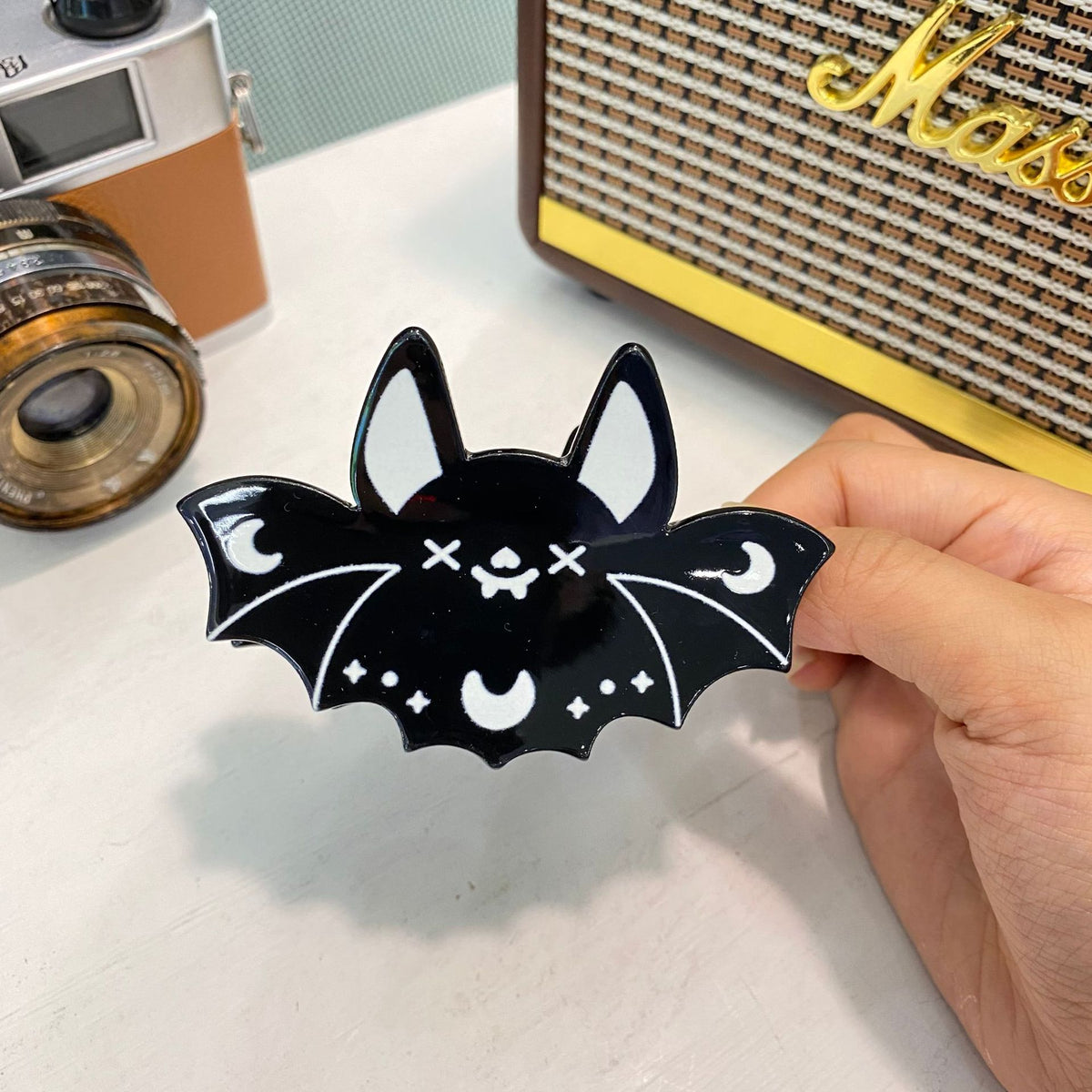 halloween hair claw - pumpkin, bat, ghost, and skull designs