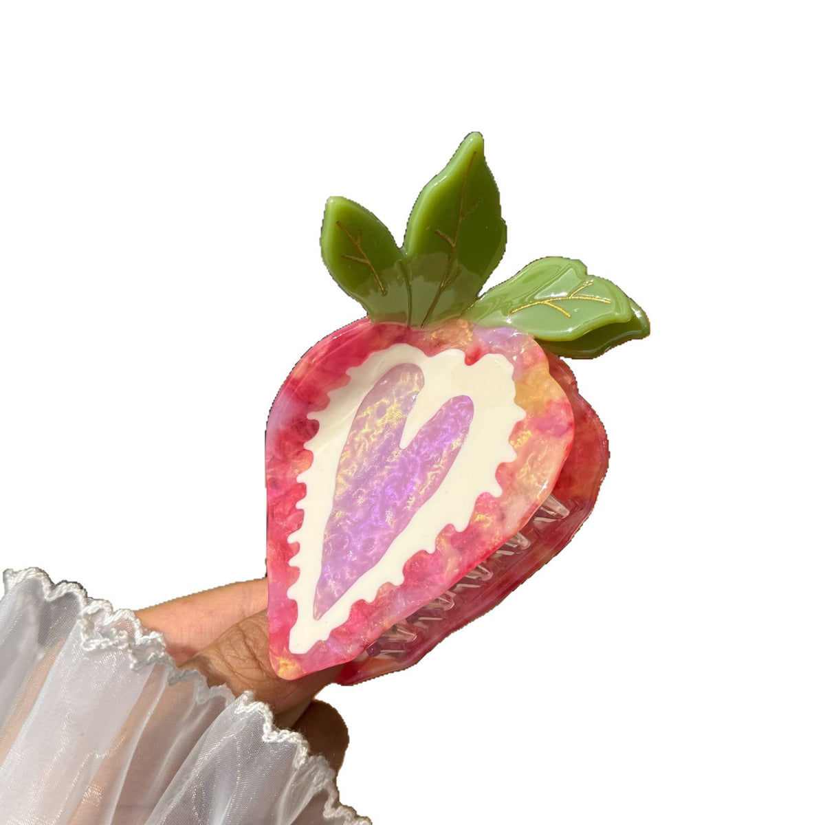 strawberry heart  hair claw