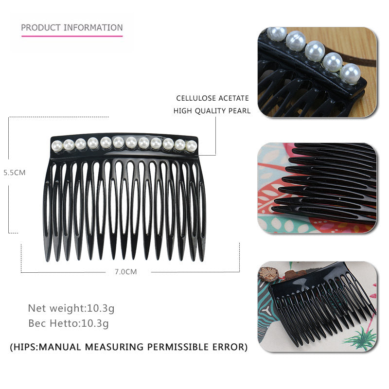 Alexandria the same snow bean hair comb, exquisite acetic acid disc hair comb, hollow tines insert comb inlaid with pearls