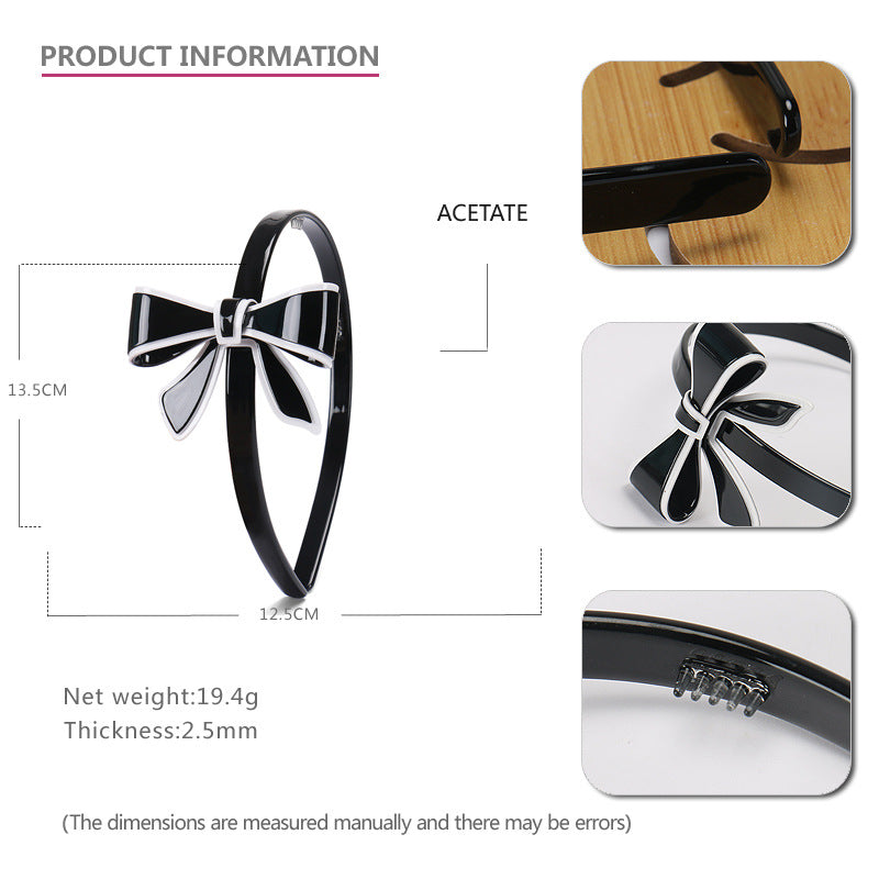Bow headband, solid color acetic acid high-sense disc hair pressure hair headband hair accessories