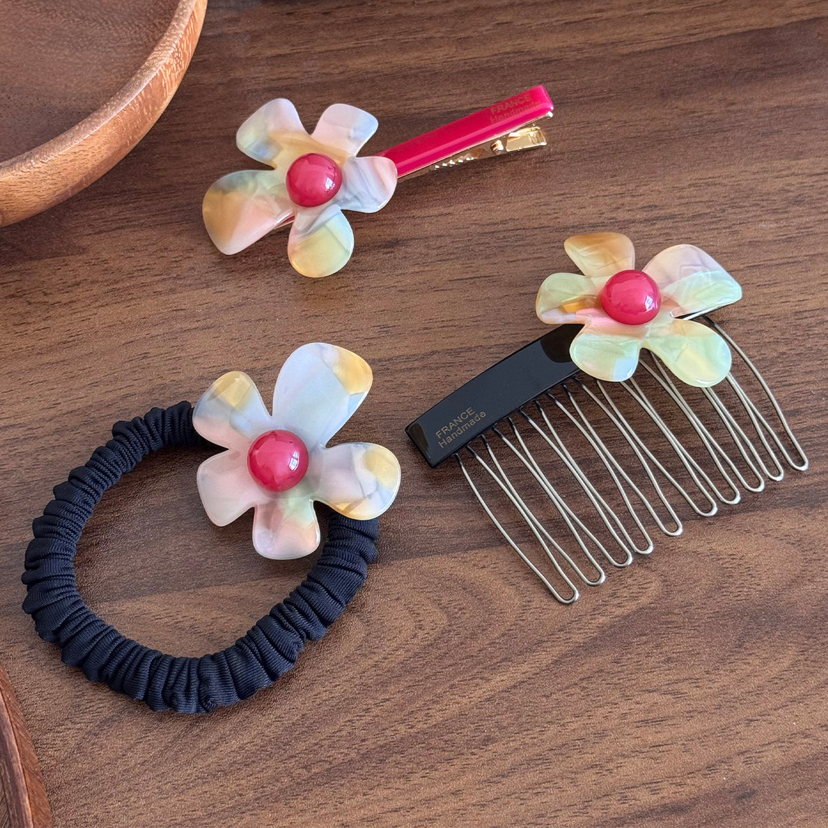 flower hairpin bangs side clip