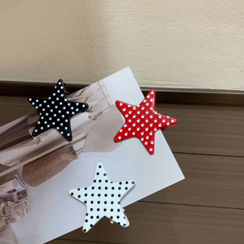 polka dot five-pointed star hair claw