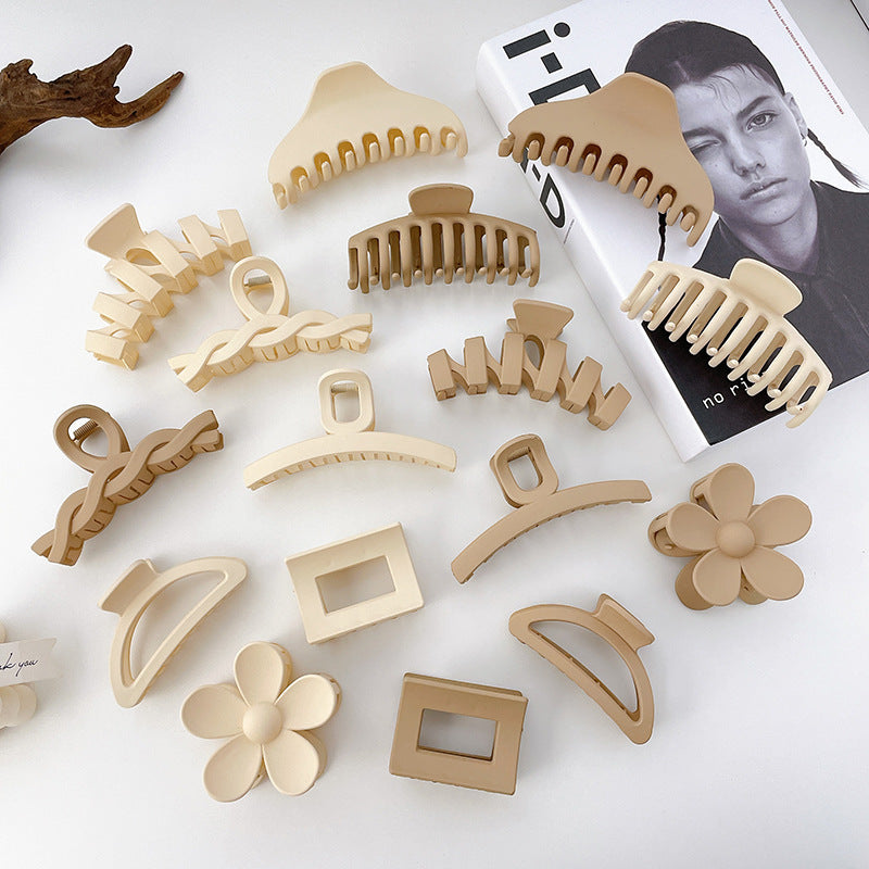autumn and winter new hair claw resin material solid color clip back head plate hairpin dating