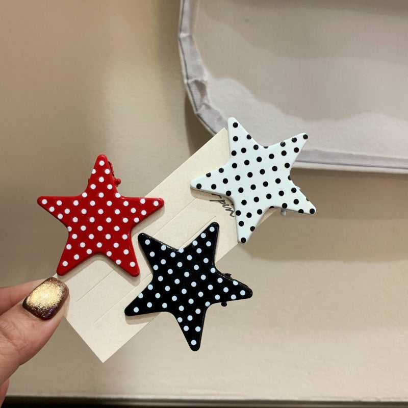 polka dot five-pointed star hair claw