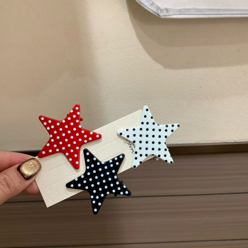 polka dot five-pointed star hair claw