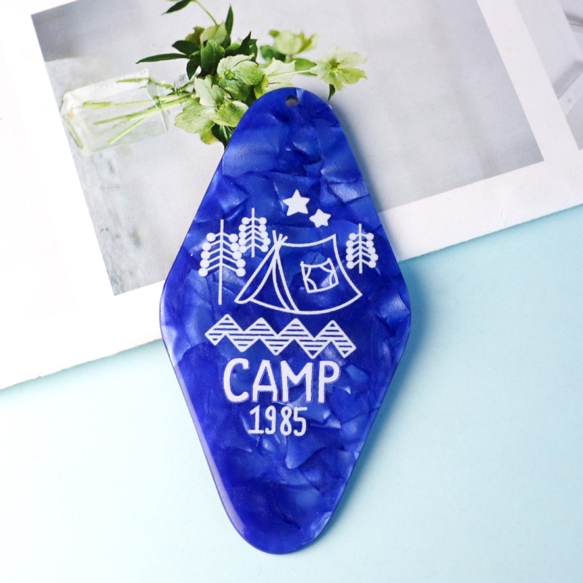 creative acrylic keychain diamond nameplate logo acetic acid DIY accessories