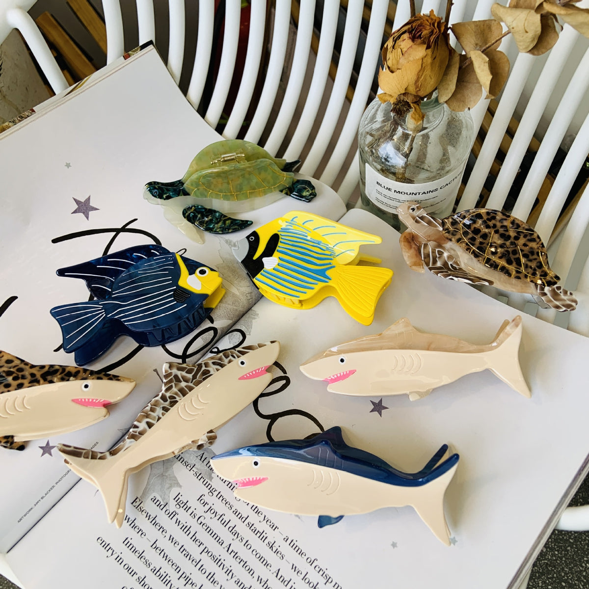 ocean series hair claw clips - unique animal designs (penguin, shark)
