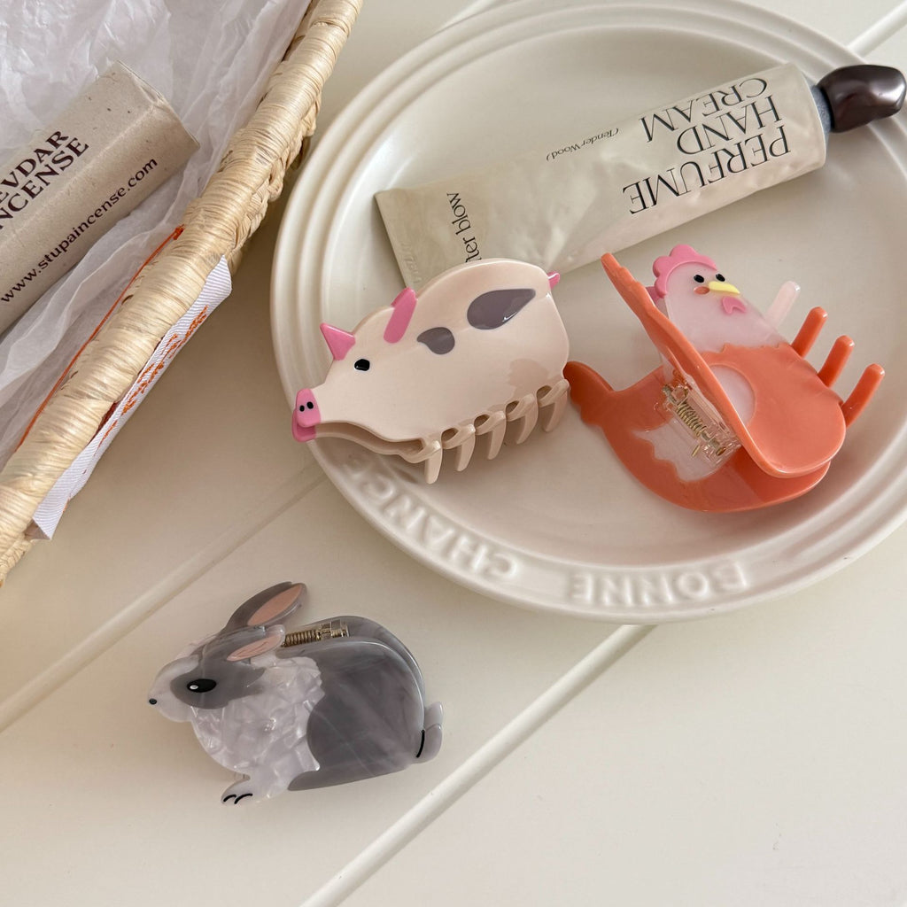 piggy chick rabbit hair claw