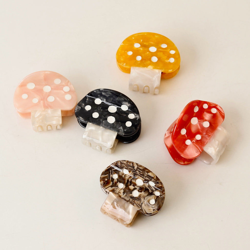 Colorful small mushroom hair claw