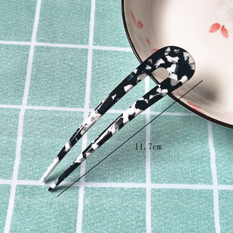 New hair accessories women's simple disc hair temperament acrylic acetate plate hairpin back head ball head U-shaped hairpin