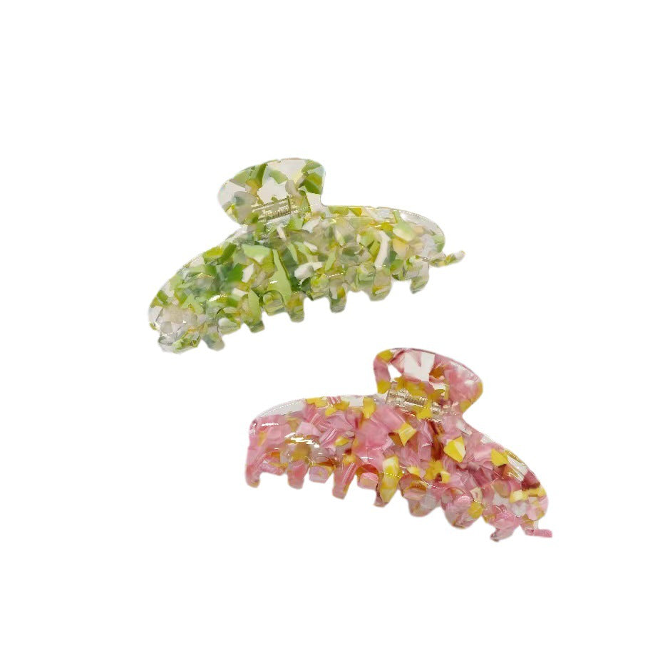 summer clear floral big hair claw