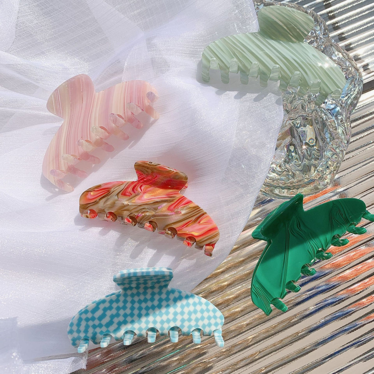 checkerboard acetic acid hairpin hair claw