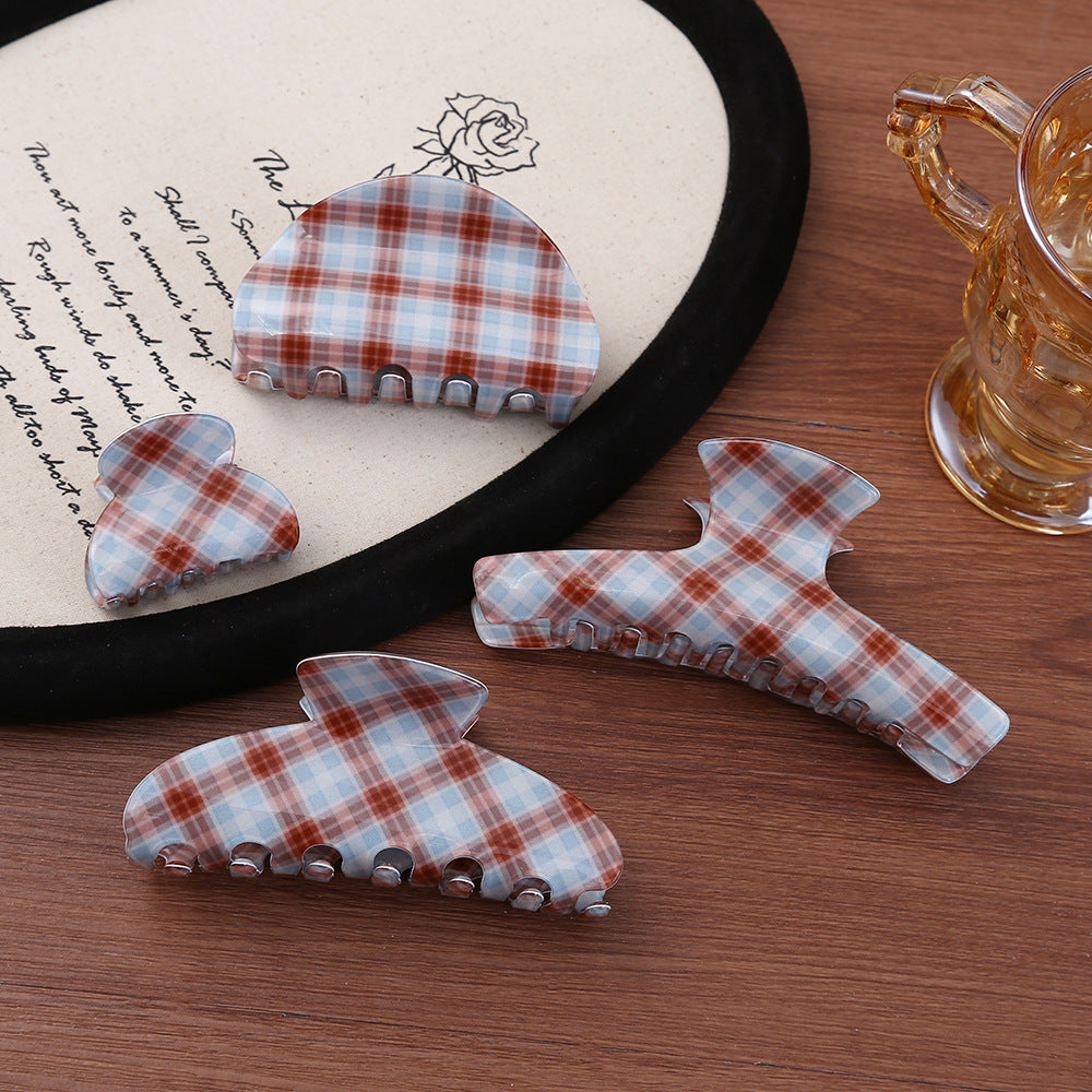 Striped plaid hair clip