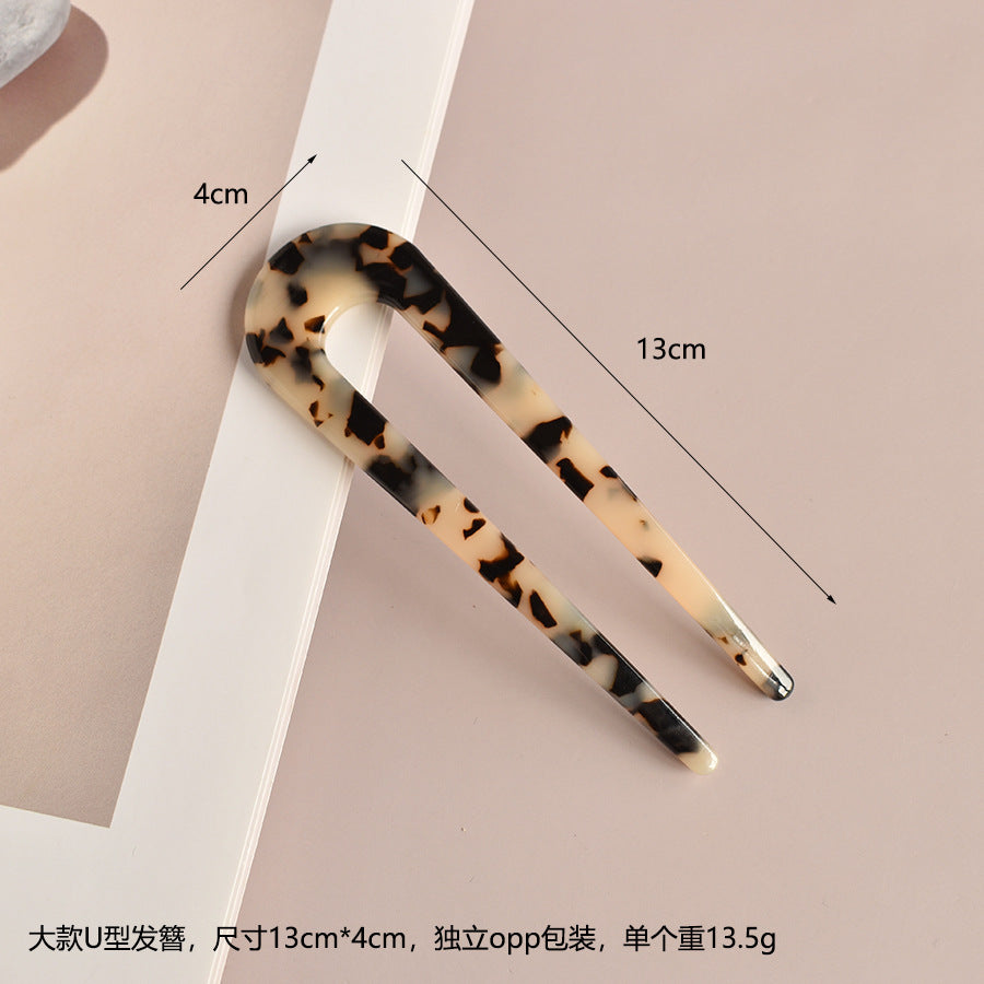 New hair accessories women's simple disc hair temperament acrylic acetate plate hairpin back head ball head U-shaped hairpin