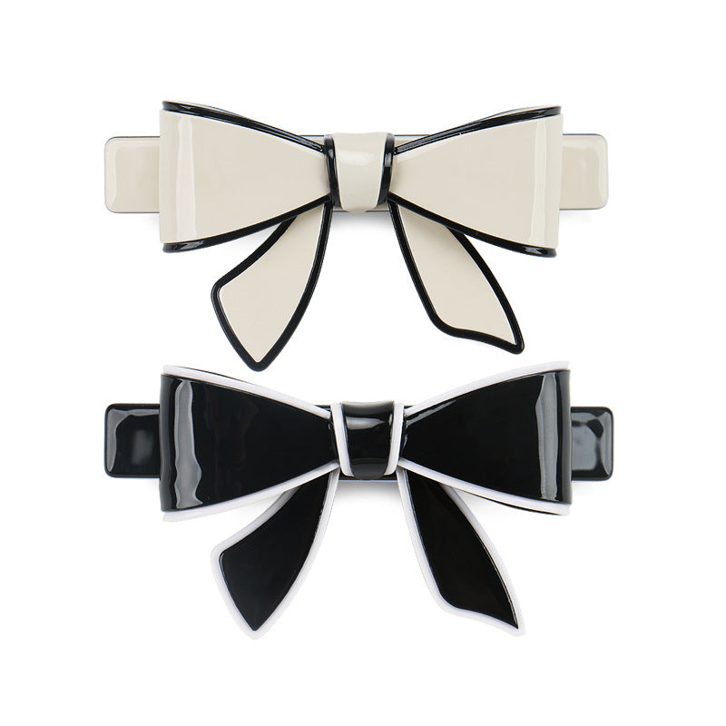 French niche acetate bow spring clip hairpin