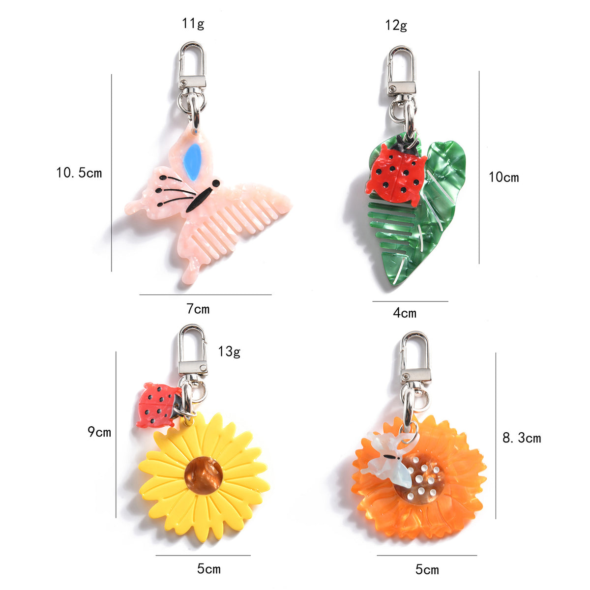 Cute colored butterfly comb keychain