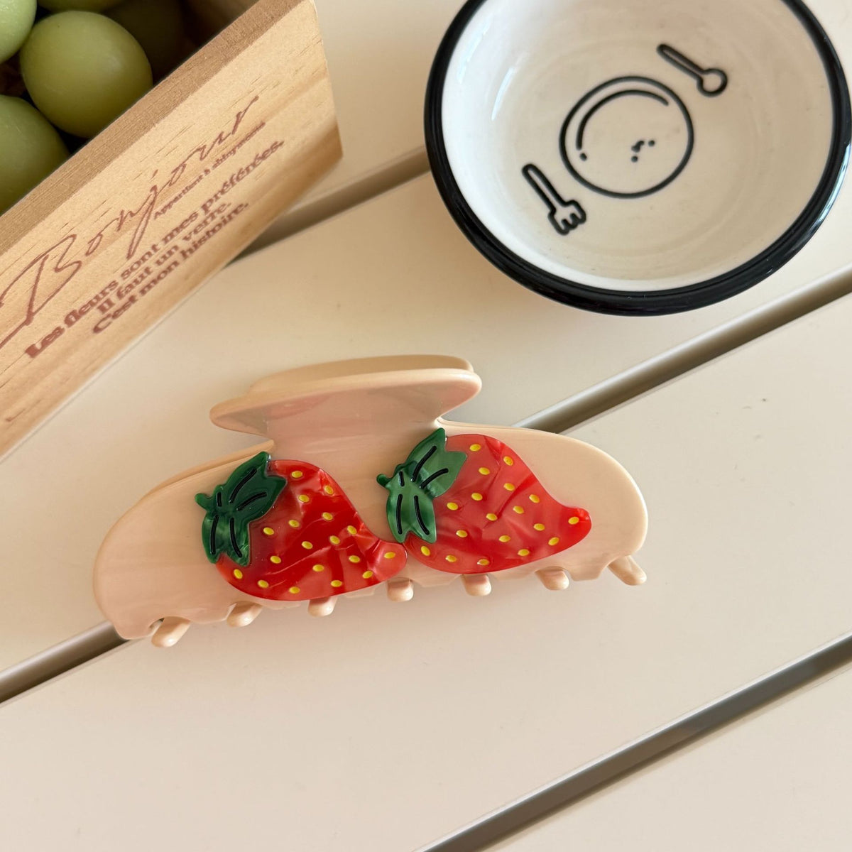strawberry fruit hair claw