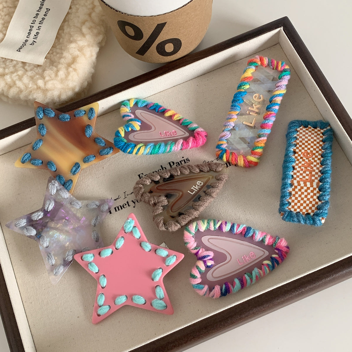 Pentagram top clip high-end star love plush wool hairpin cute girl duck bill hair clip