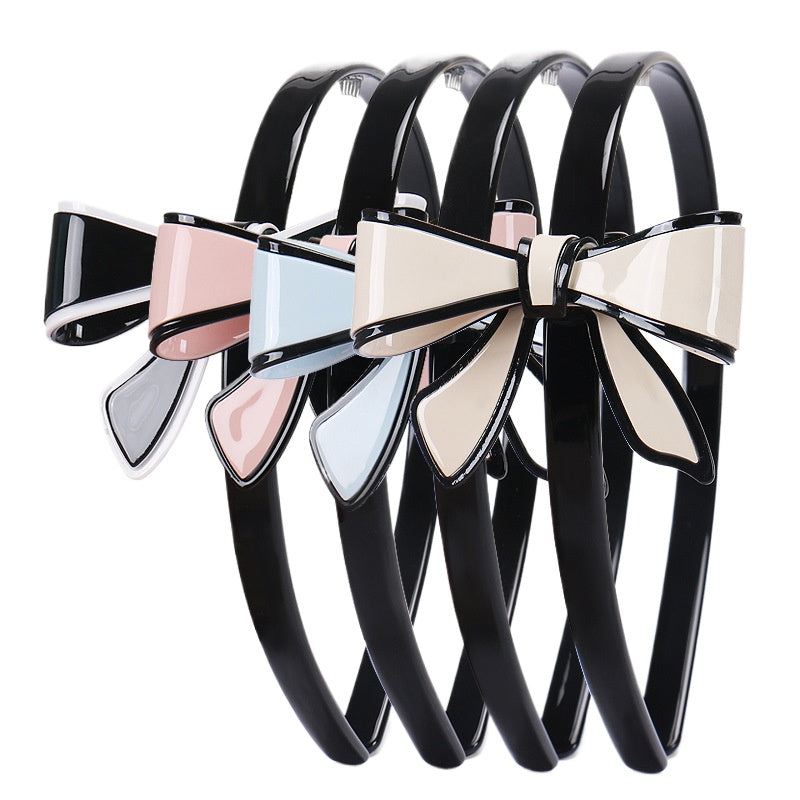 Bow headband, solid color acetic acid high-sense disc hair pressure hair headband hair accessories
